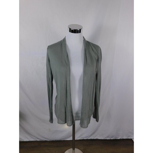 Max Studio Sweater Womens Medium Sage Green Open Front Cardigan Linen Blend - Picture 1 of 11